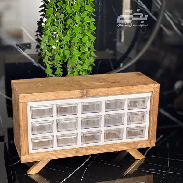 استند چوبی ادویه کشویی 15 خانه