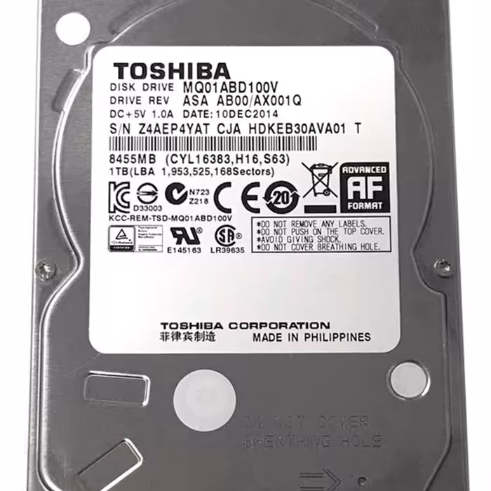 هارد دیسک لپ تاپ توشیبا مدل MQ01ABD100V با ظرفیت 1 ترابایت