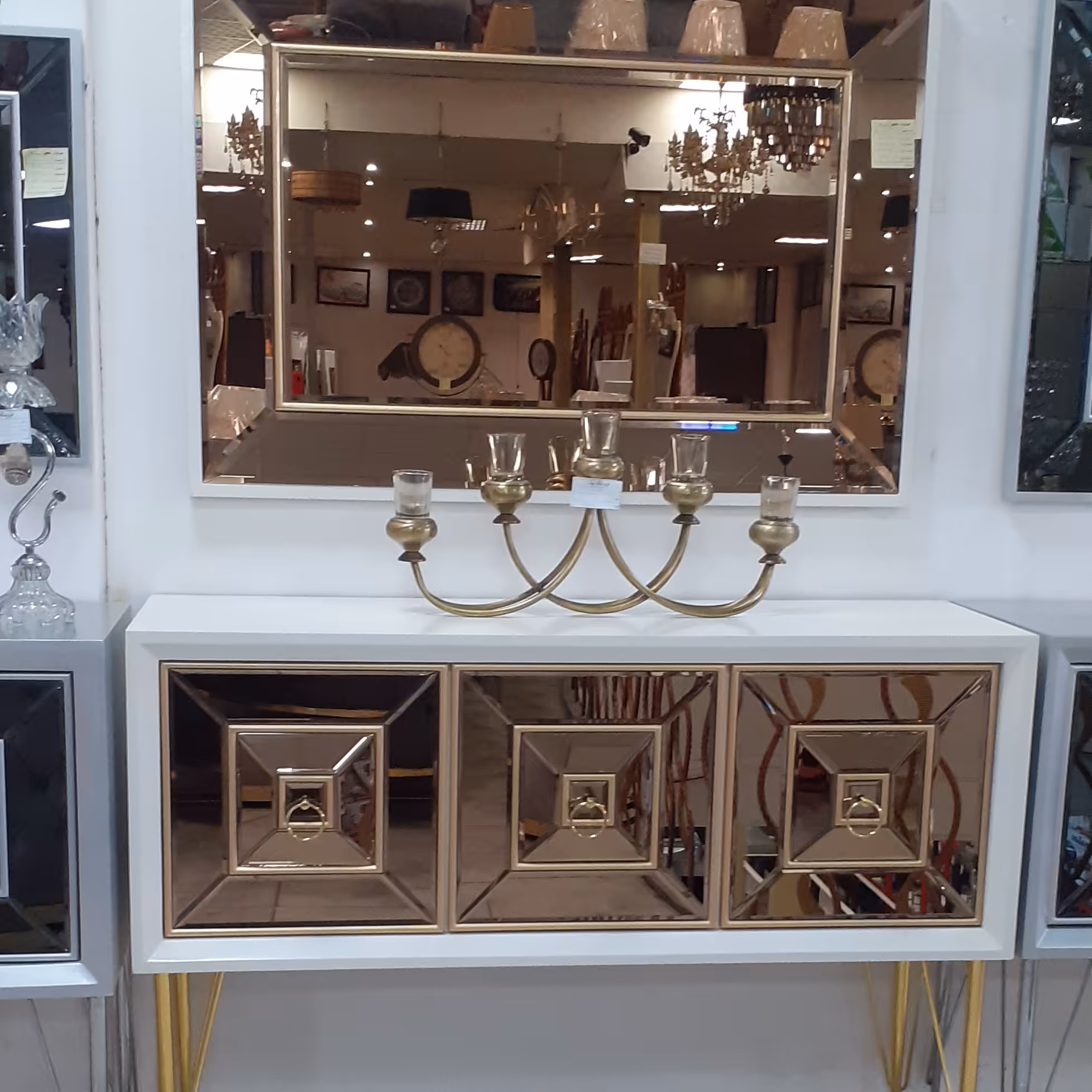 آینه و کنسول صدفی برنز سه درب بزرگ(ارسال با باربری و پس کرایه)