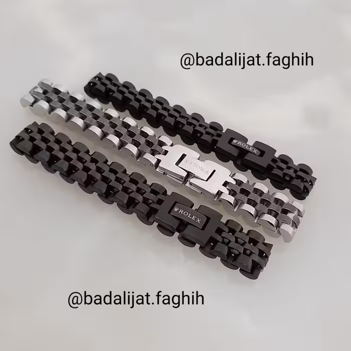 دستبند رولکس استیل بسیار با کیفیت و کاملا رنگ ثابت با قابلیت تنظیم شدن 