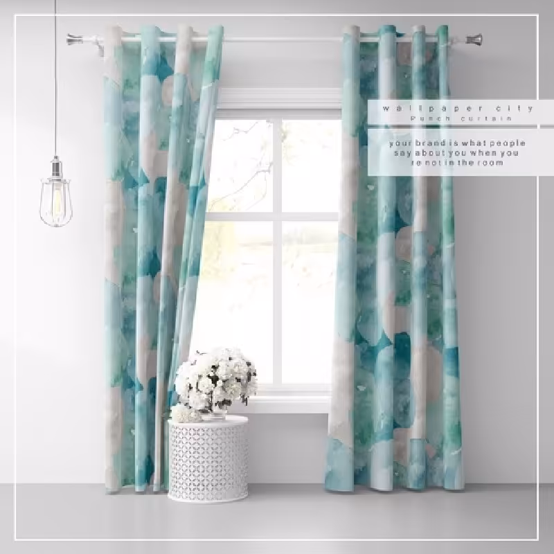 پرده پانچی چاپی مخمل آماده دو پنل