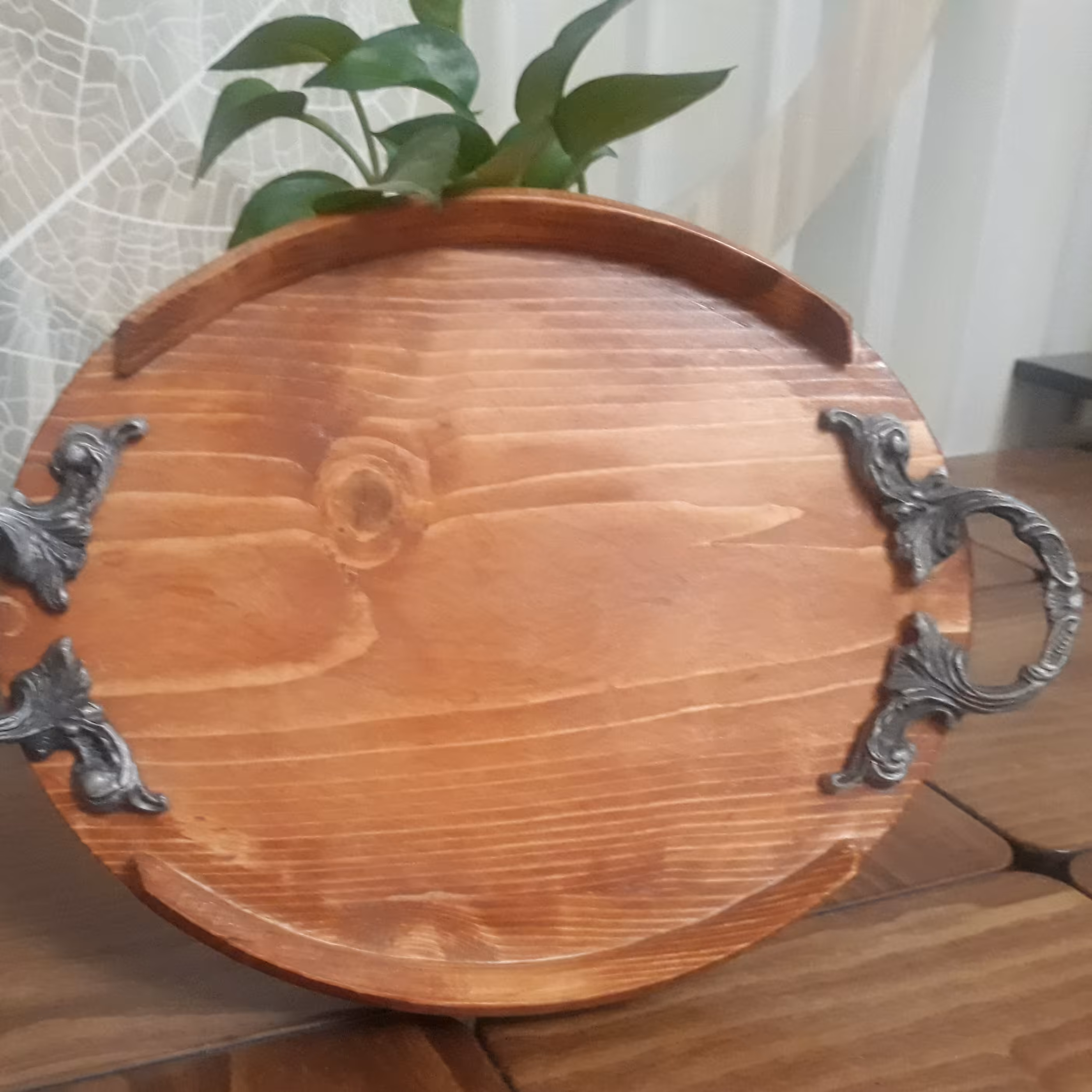 سینی بیضی پذیرایی روسی بادسته فلزی 30سانتی