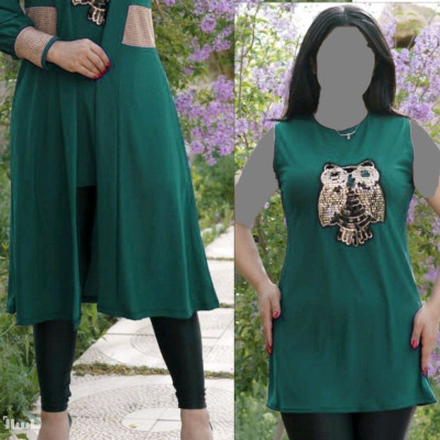 مانتو دوتیکه زیره جغد کمرطلا