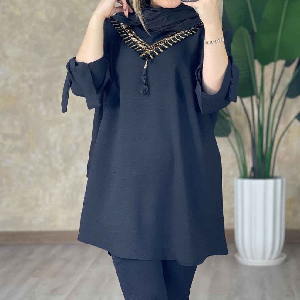 شومیز مانتویی محرمی سلین جنس ابروبادی فری سایز تا 46