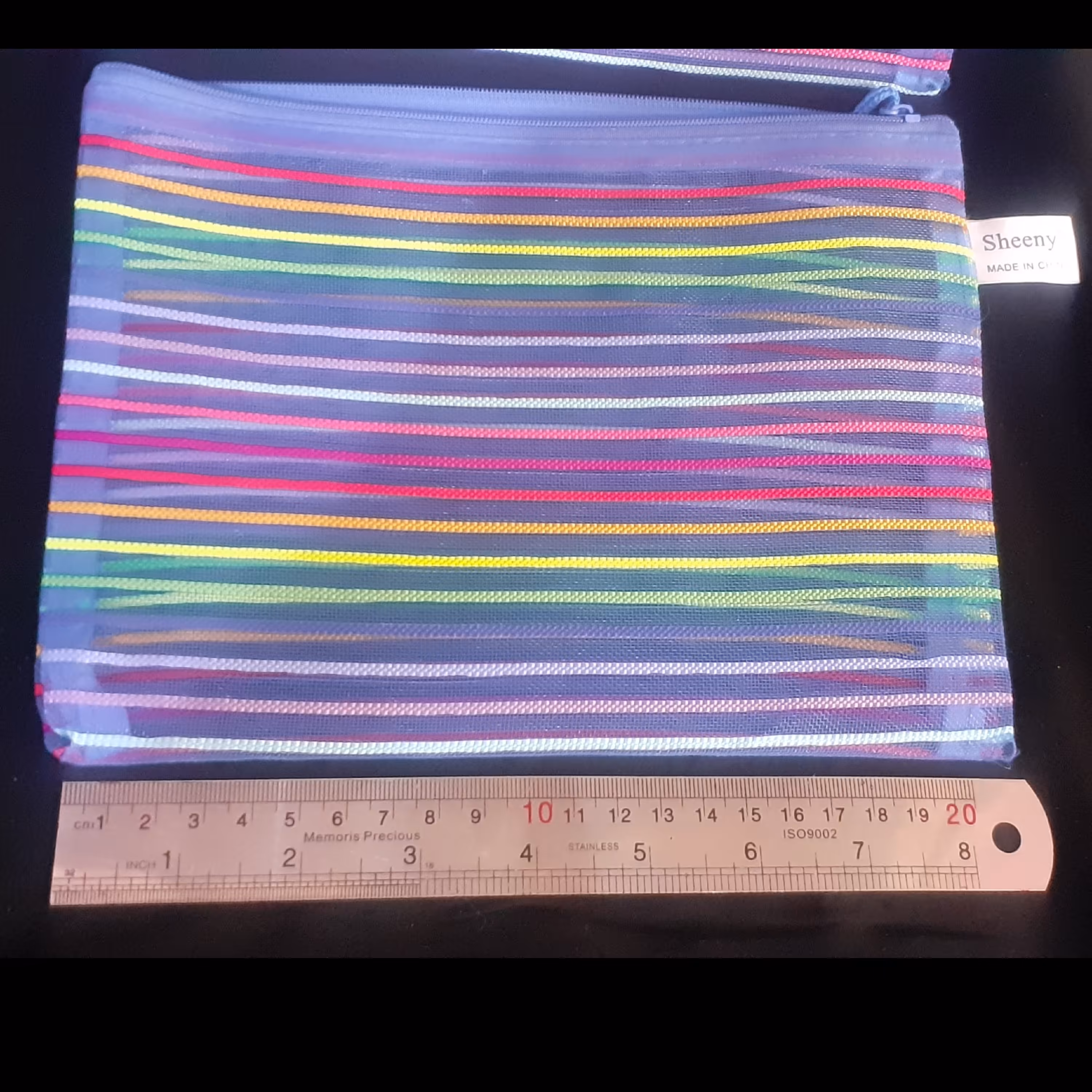 جامدادی و کیف آرایش توری زیپ دار رنگ آبی