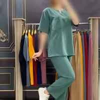 ست بلوز شلوار یقه هفتی جیبدار النا فری تا46 قبل از ثبت موجودی بگیرید