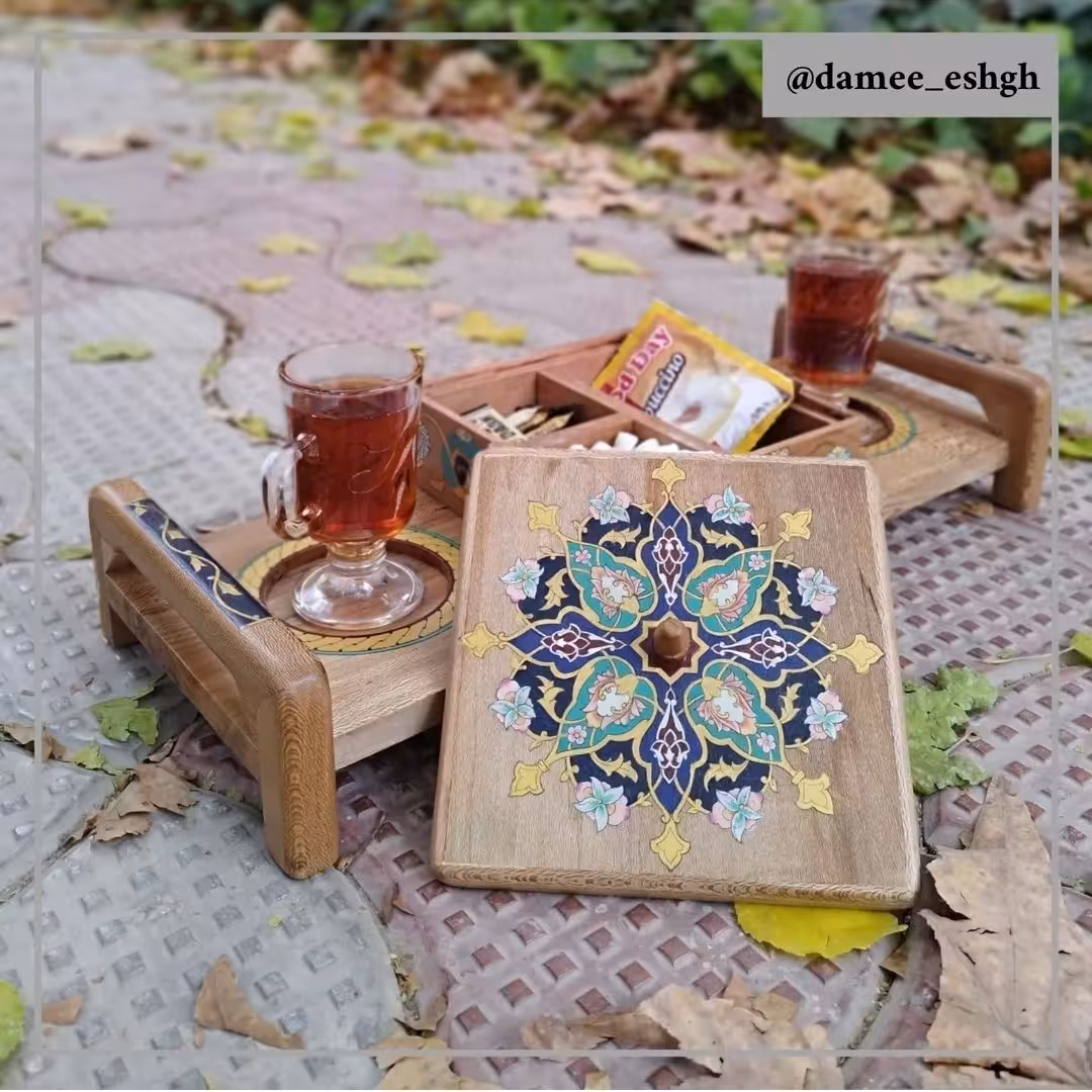 سینی پذیرایی چوبی مذهب