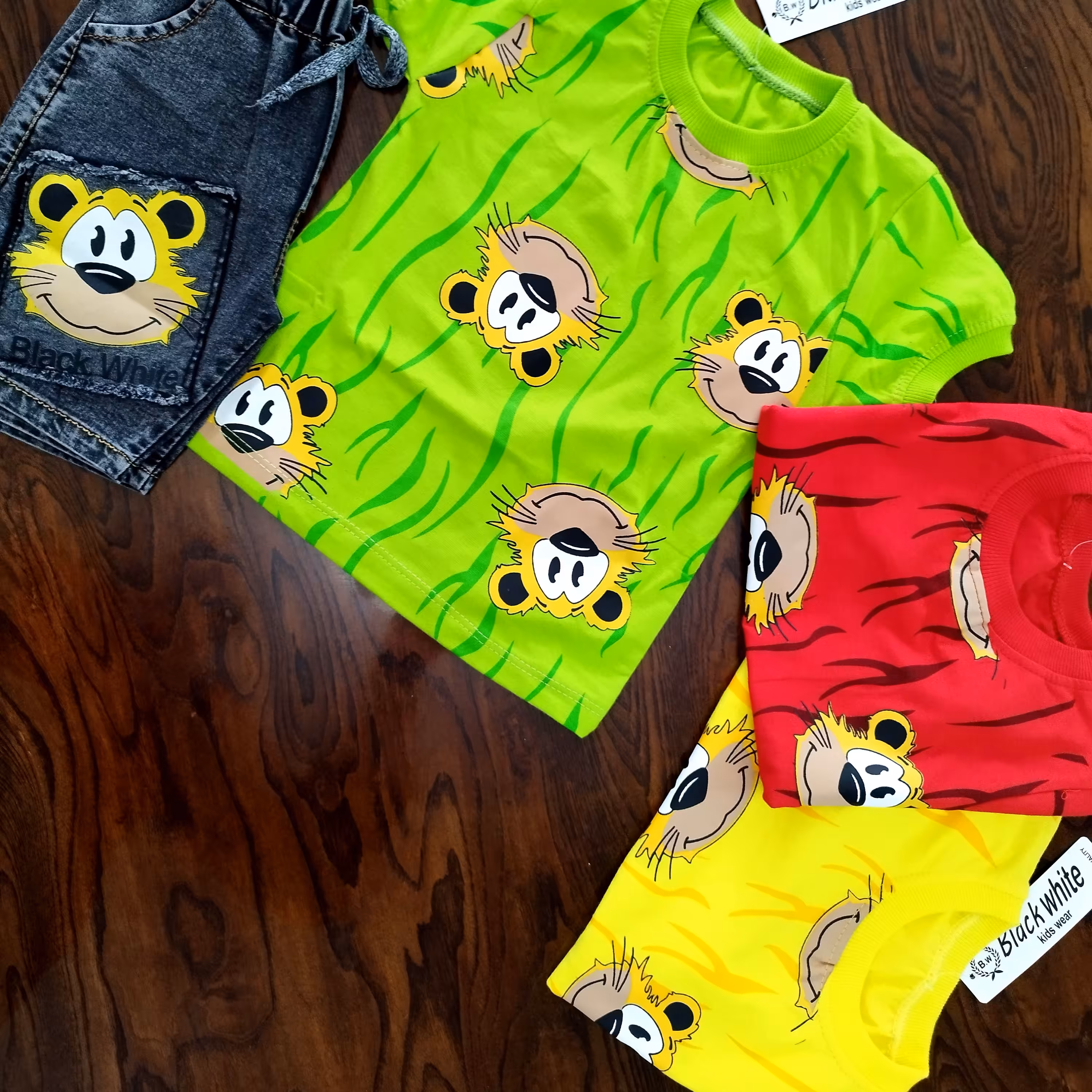 بلوز شورت لی زغالی پسرانه طرح اقاشیر 35و40