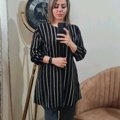 مانتو اسپرت زنانه راه راه ویسکوز