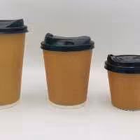 لیوان کاغذی دوجداره کرافت 220 سی سی با درب  کارتن 1000 عددی 