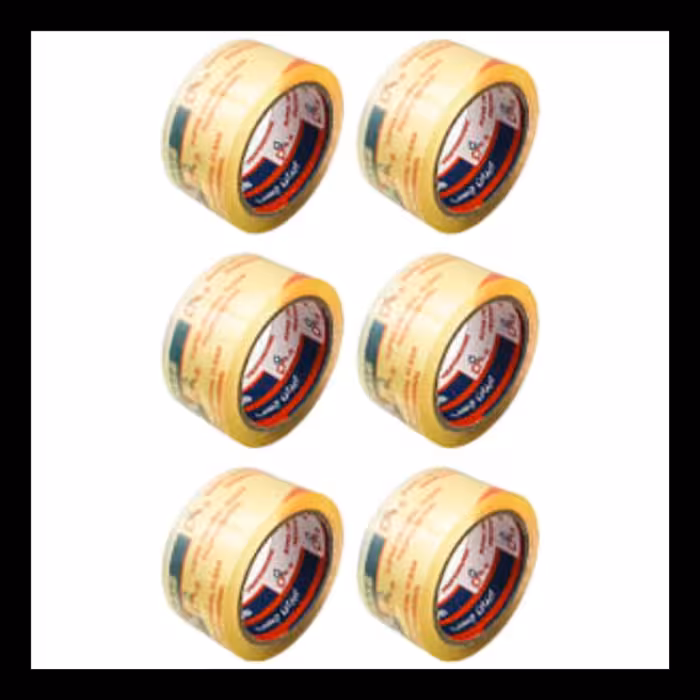 چسب نواری کریستال پهن ایران چسب 90 یارد 6 حلقه 