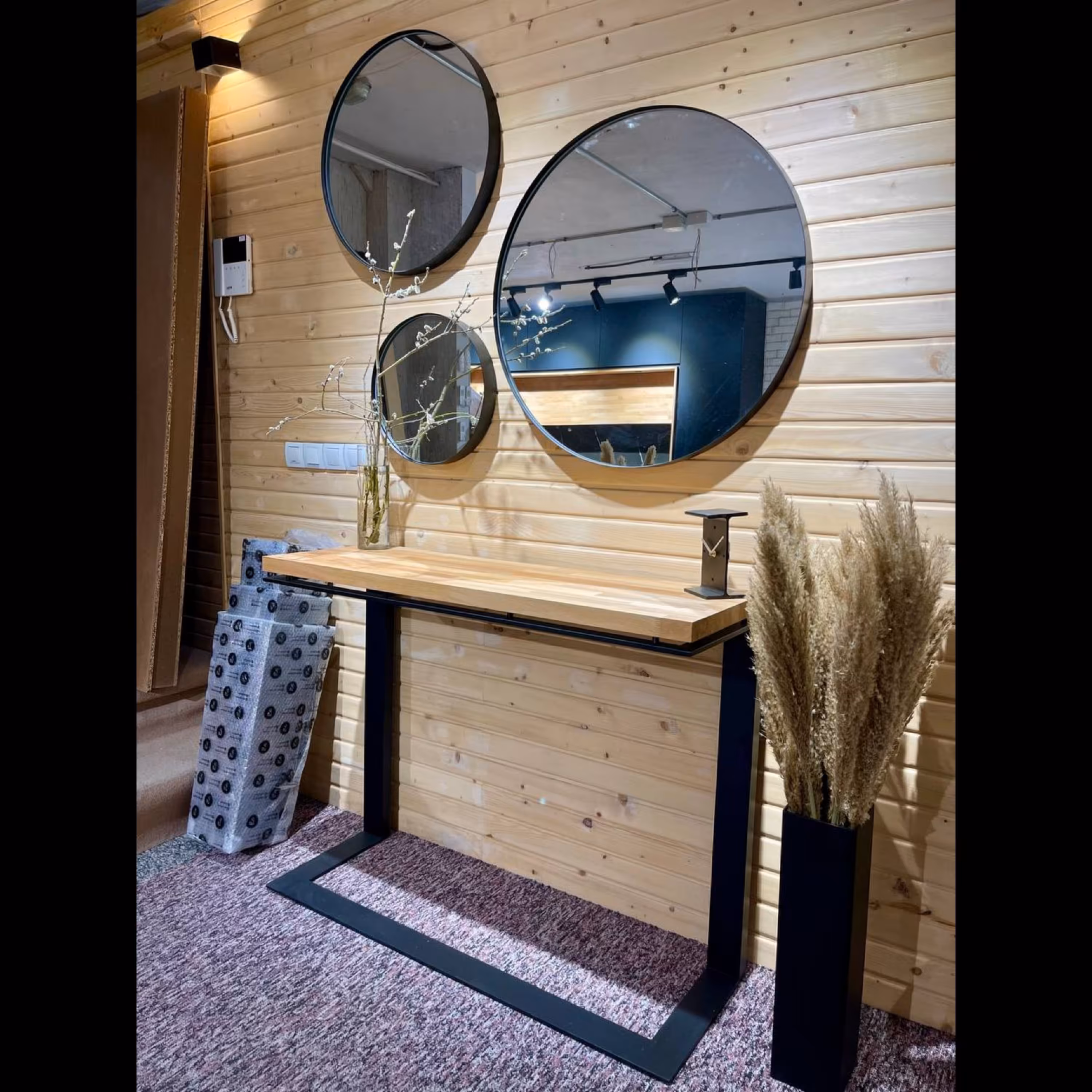 میز کنسول رویه فینگر جوینت راش  پایه آهنی 