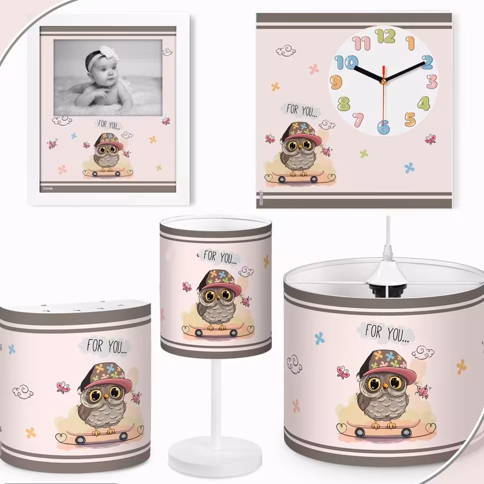 ست لوستر اتاق کودک طرح جغد اسکیت سوار کد 8255