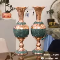 جفت سنبلدان فیروزه کوبی مسی ارتفاع 55 سانتی متر