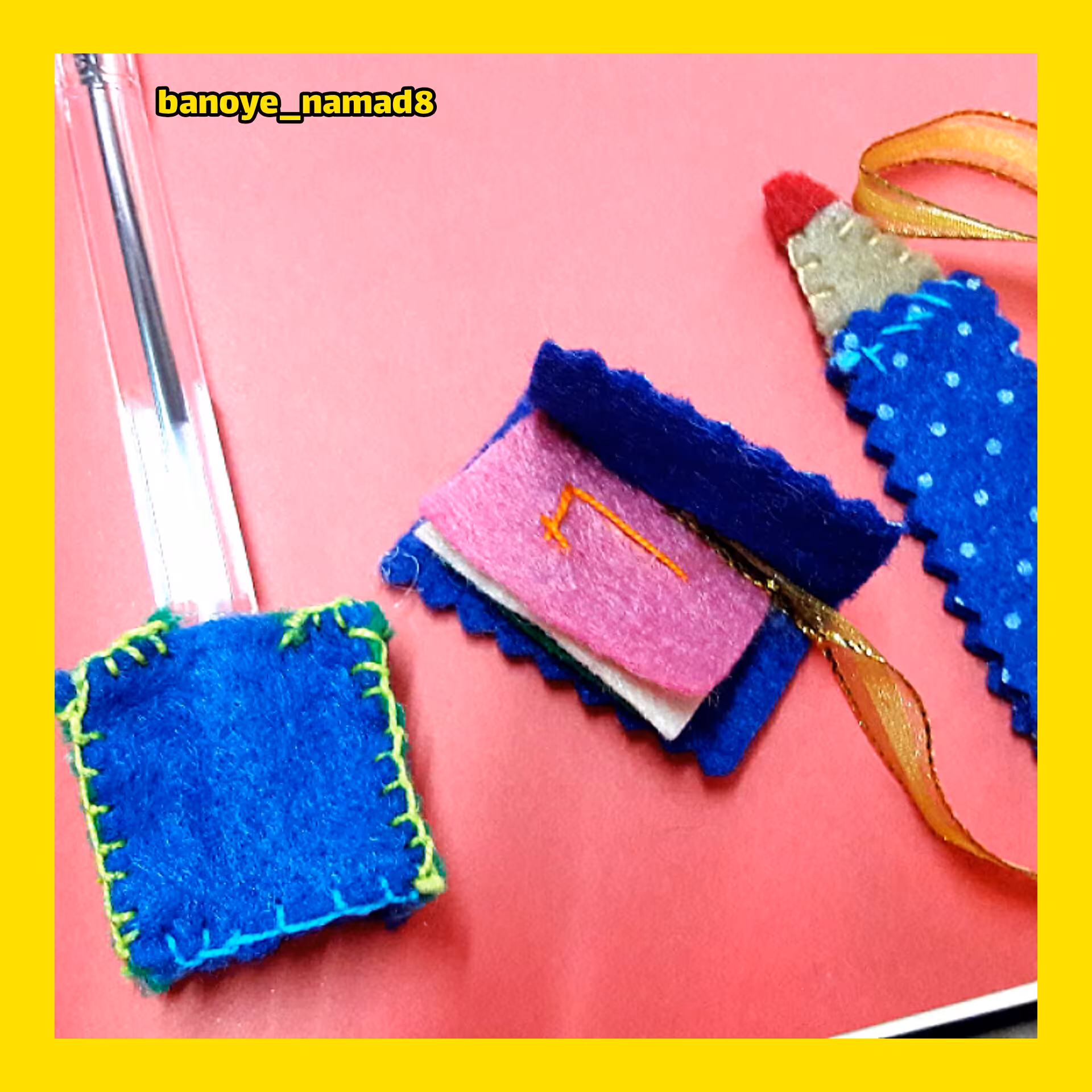 سرمدادی و بوکمارک نمدی طرح تراش مداد دفتر آبی رنگ 30 cm مناسب مدارس پیش دبستانی ومحصل