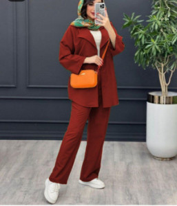 مانتو شلوار زنانه کرپ مازراتی مدل آسمان