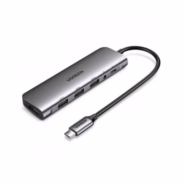 هاب یوگرین USB-C To HDMI 3*USB 3.0 A  AUX3.5mm PD Power مدل CM136
