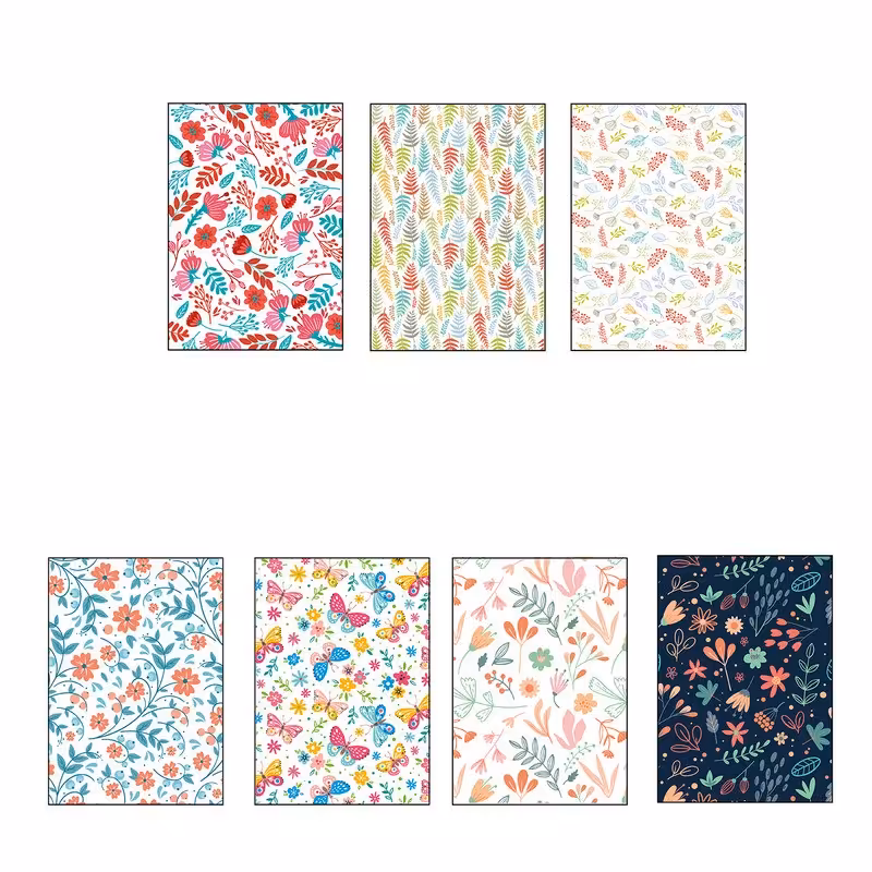 پک کاغذ و مقوای اسکرپ بوک طرح دار گل های بهاری سایز آچهار بسته 14 عددی 