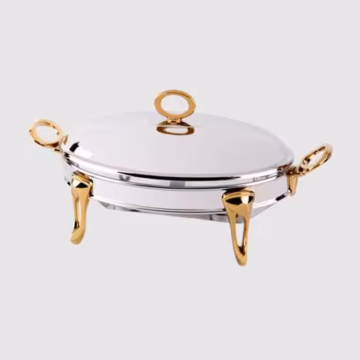 سوفله خوری بیضی دسته طلایی سایز متوسط یونیک UN-3834