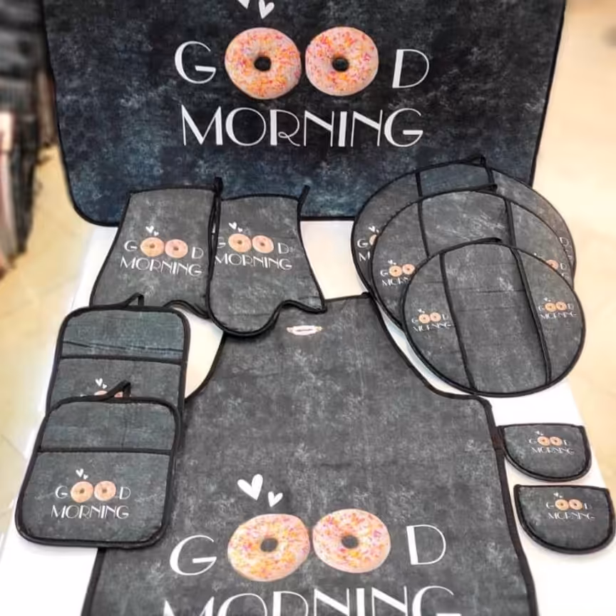 ست دم کنی اشپزخانه با پا دری کیفیت عالی جنس مخمل ترک  بدون تغییر رنگ پارچه.     