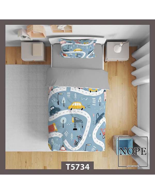 سرویس لحاف روتختی کودک یک نفره 5 تکه نوپه هوم Nopehome طرح ماشین کد T5734