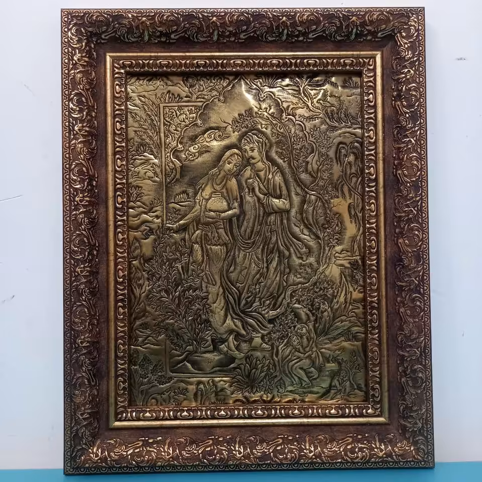 تابلو قلمزنی برنجی قاب قلم زنی برنج دکوری تزیینه خاص شیک