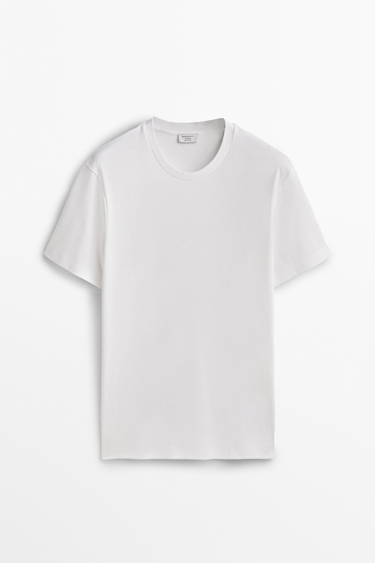 تی شرت سفید مردانه برش بزرگ 100 ٪ پنبه Massimo Dutti
