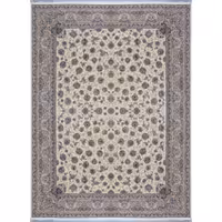 فرش ماشینی افرند دستباف نما گل ابریشم 1250 شانه زمینه موزی کد 24850 (12 متری)