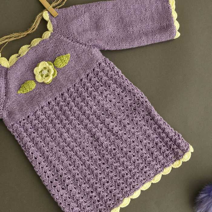 تونیک و شلوار دخترانه دو رنگ بنفش و لیمویی مناسب برای 1تا 2سال