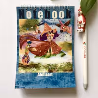 دفتر هشتادبرگ فنردوبل جلد گلاسه خطدار برند آتلا طرح جشن 