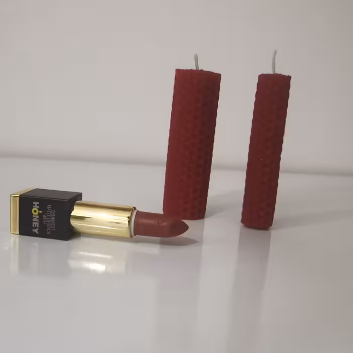 شمع موم عسلی دو عددی (جفت) قرمز 