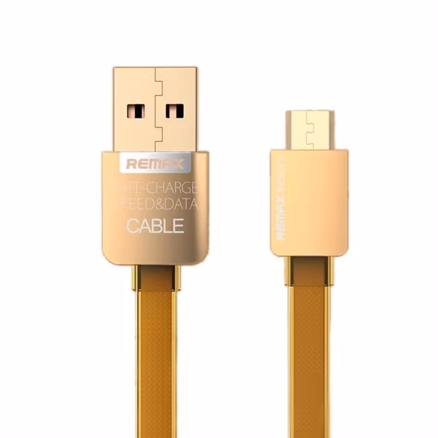 کابل انتقال داده Micro USB ریمکس مدل Golden Noodle Style طول 1 متر