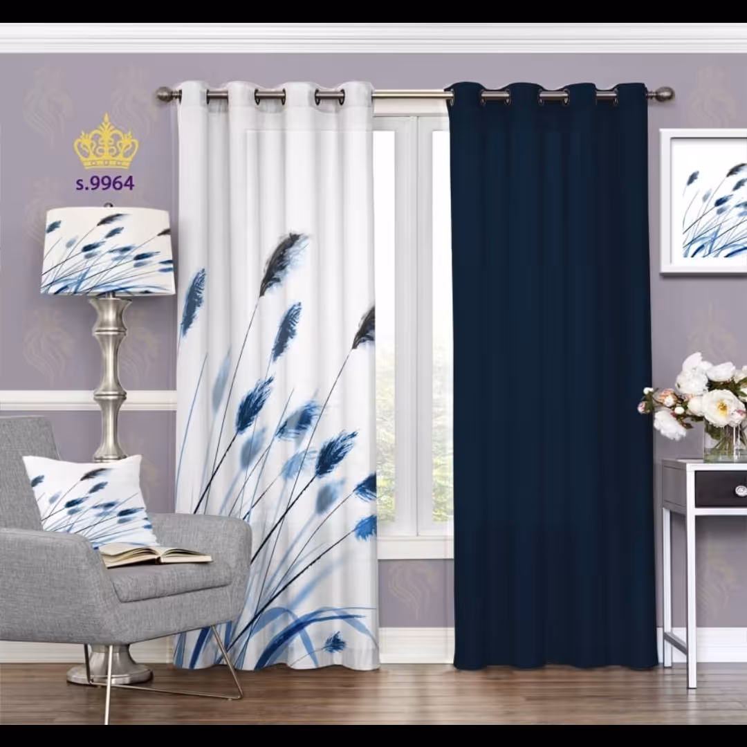 پرده پذیرایی دو قواره طرح فانتزی کد S9964