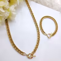 گردنبند ودستبند با زنجیرکارتیر استیل، زنانه ومردانه 