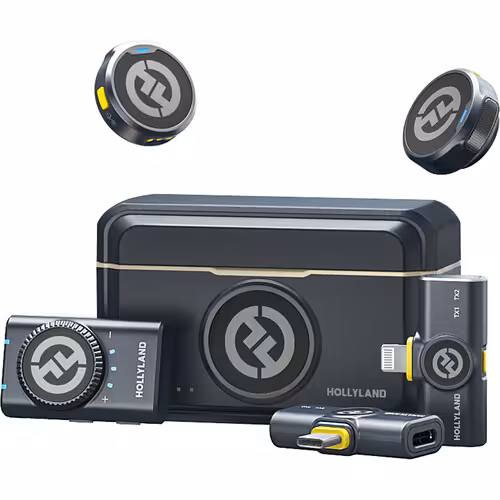 میکروفون بی‌سیم هالی لند Hollyland LARK M2 DUO 2-Person Wireless Combo Microphone System (2.4 GHz, Shine Charcoal)