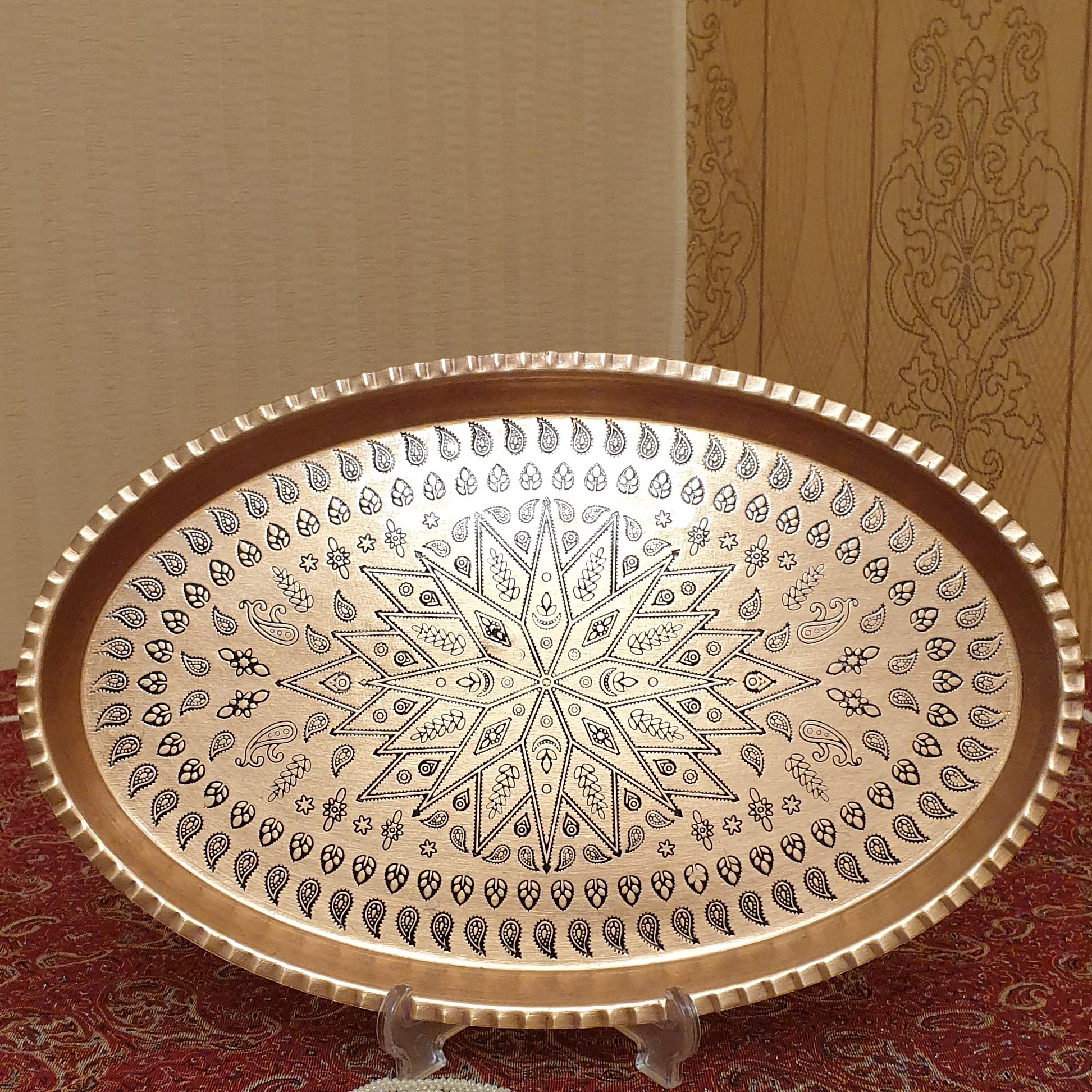 سینی مسی طرحدار سایز32×20 نانوشده