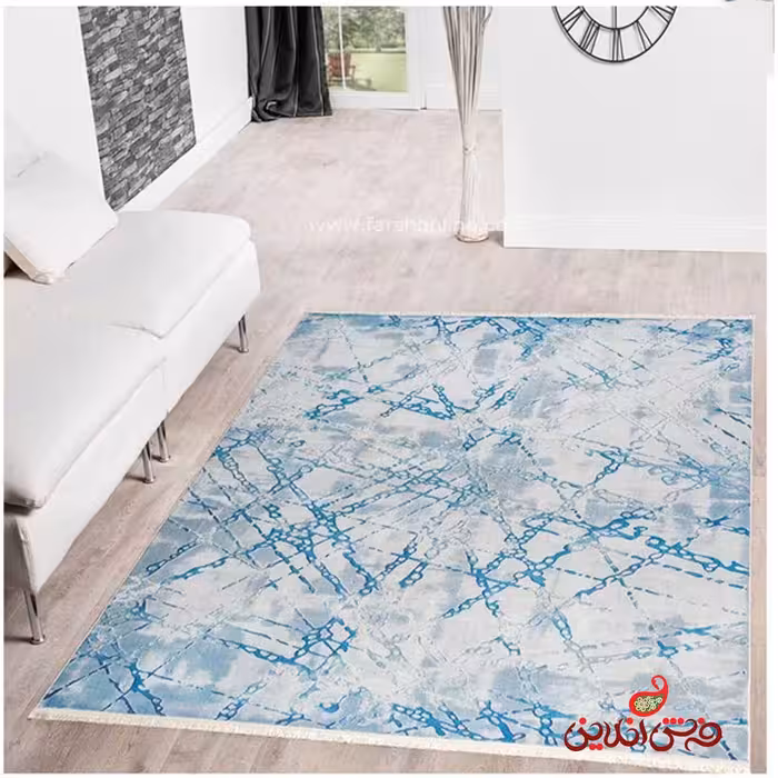 فرش ماشینی  کلاریس  کد 100480 آبی