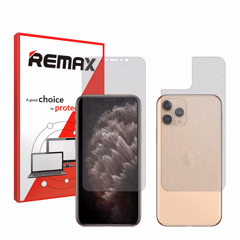 گلس صفحه نمایش و پشت گوشی اپل iPhone 11 Pro مدل هیدروژلی شفاف برند ریمکس کد SS