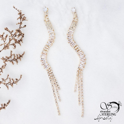 گوشواره جواهری ریش دار با کد 12515