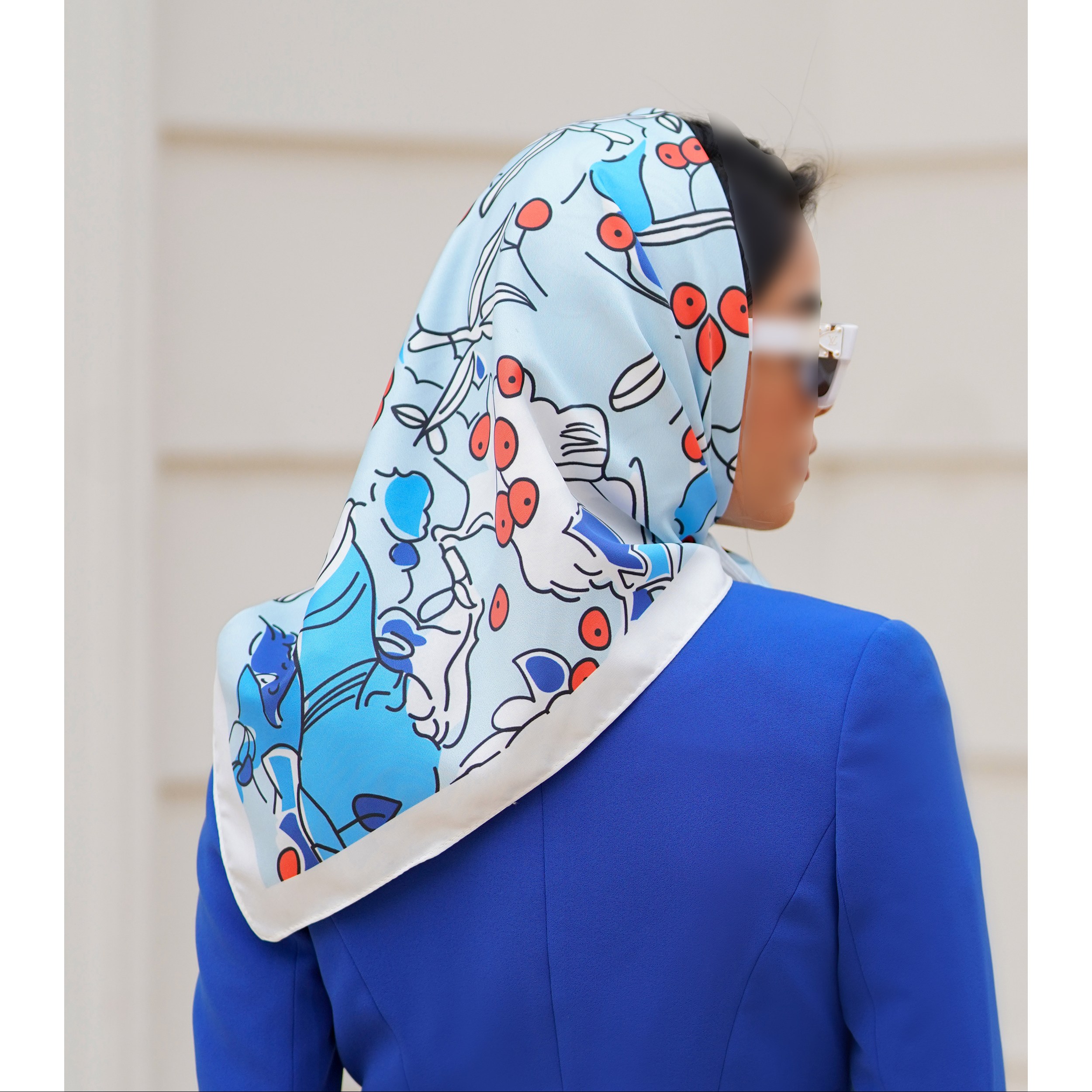 مینی اسکارف ا بیبی اسکارف ابریشم طرح جدید آبی کد 1315با ارسال رایگان