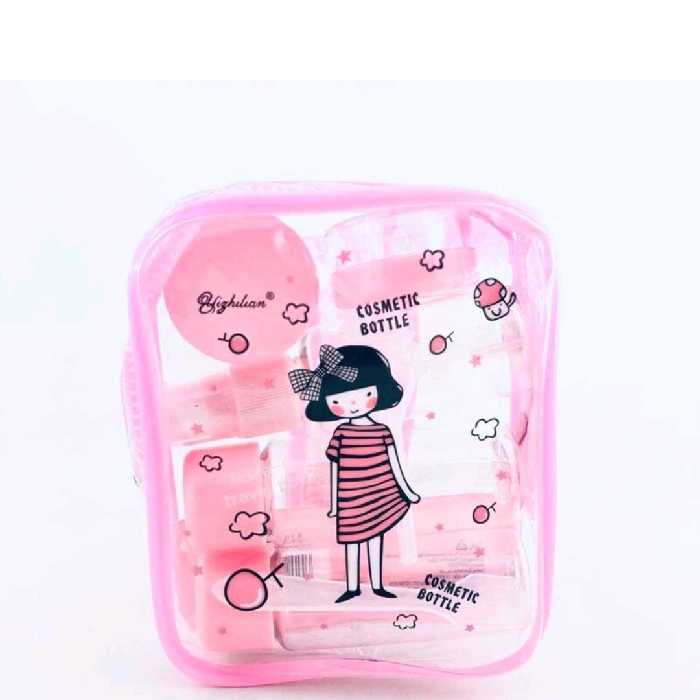 ست پنج تیکه مسافرتی رنگ صورتی وزن 100گرم 