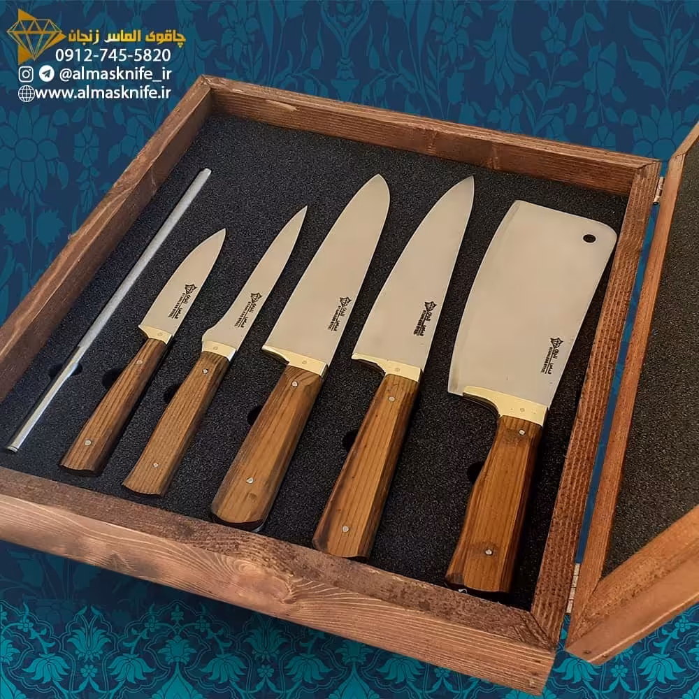 ست 6 پارچه چاقوی آشپزخانه تمام استیل الماس زنجان  (تضمینی)