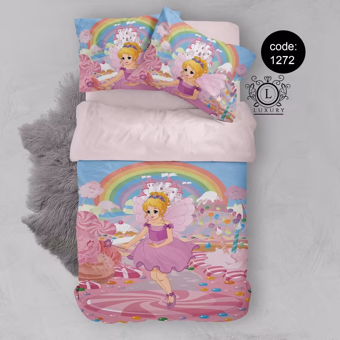 سرویس  روتختی تکنفره 4تکه چاپی قابل ست با پرده با انتخاب جنس پارچه کد1272