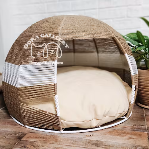 جای خواب سگ و گربه مدل گندم دنج با پنجره