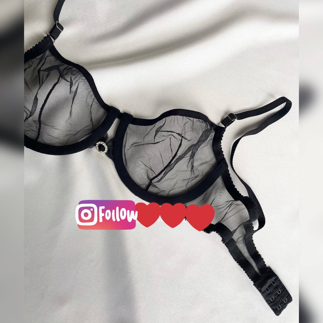 ست سوتین شرت شیشه ای مزونی برند Misa تک رنگ مشکی در سایزهای 80 و 85