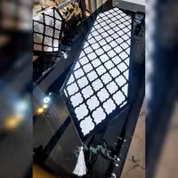 رومیزی نهارخوری مخمل دوبل مشکی سفید بسیار زیبا و خاص سایز 130در40