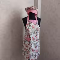 ست پیشبند با کلاه آشپزی با پارچه تترون