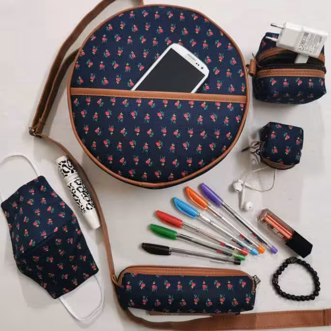 ست گلگلی پنج تیکه کیف گرد کد 9