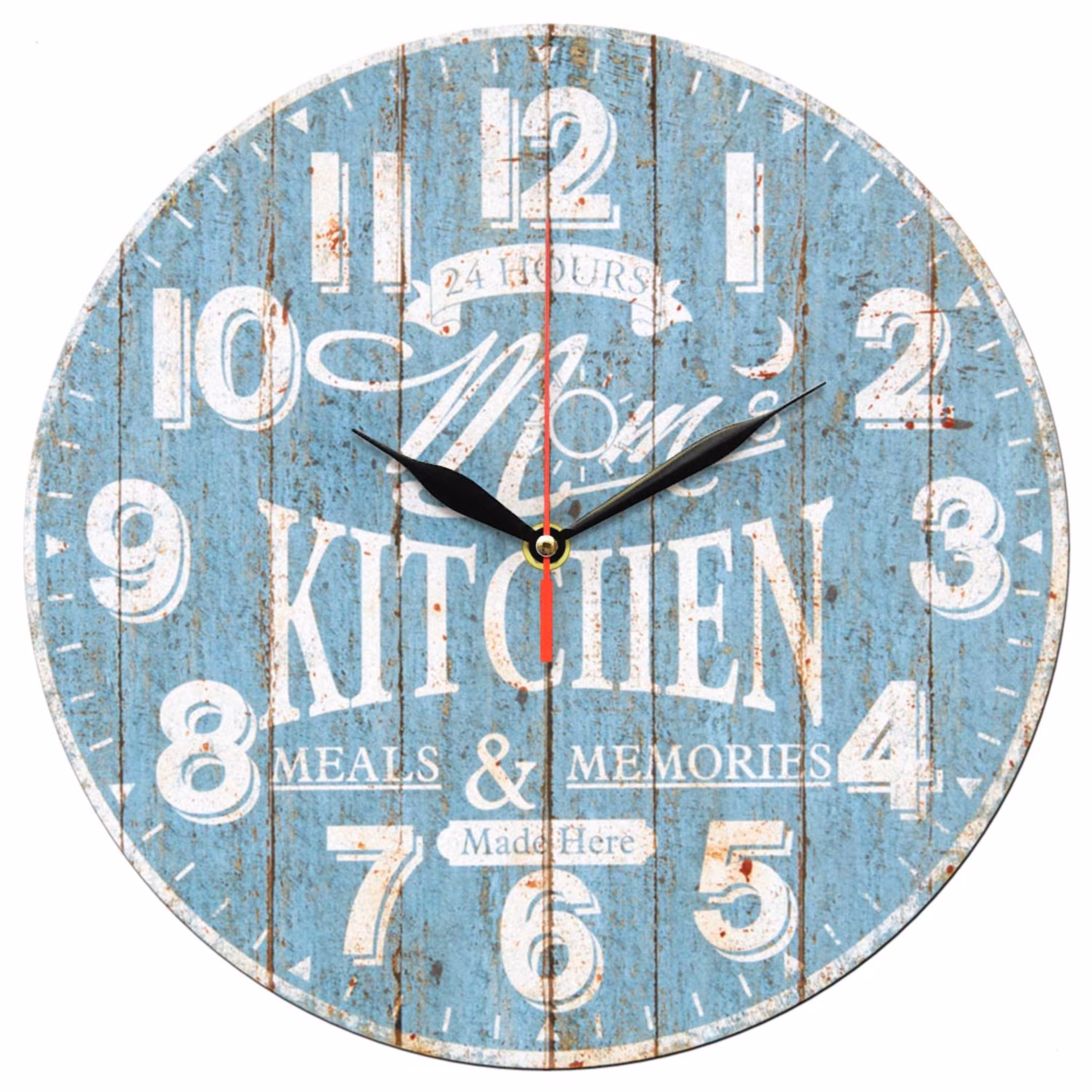 ساعت دیواری گرد مدل 1141 طرح Moms Kitchen زمینه آبی سایز 30