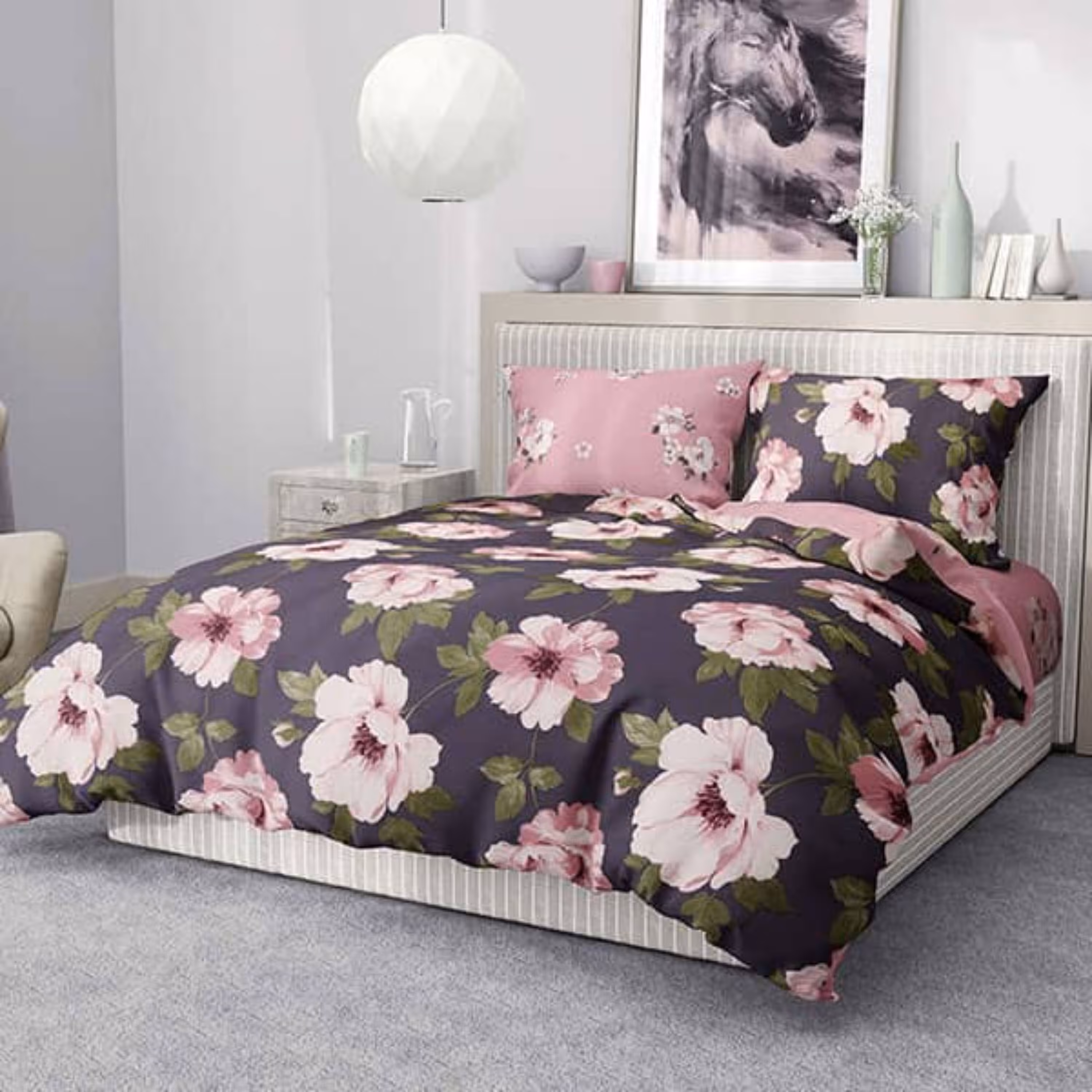 روتختی دونفره کتان شش تکه طرح گل نسترن